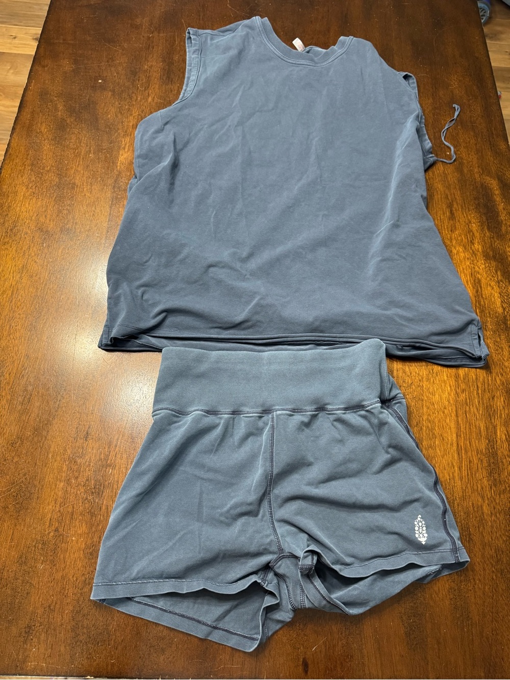 FP Movement by Free People Slate Gray Tank & High-Waist Shorts Set